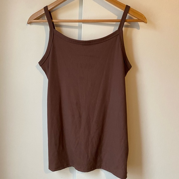 Large Ribbed Camisole Tank Top Brown Womens - Picture 1 of 4